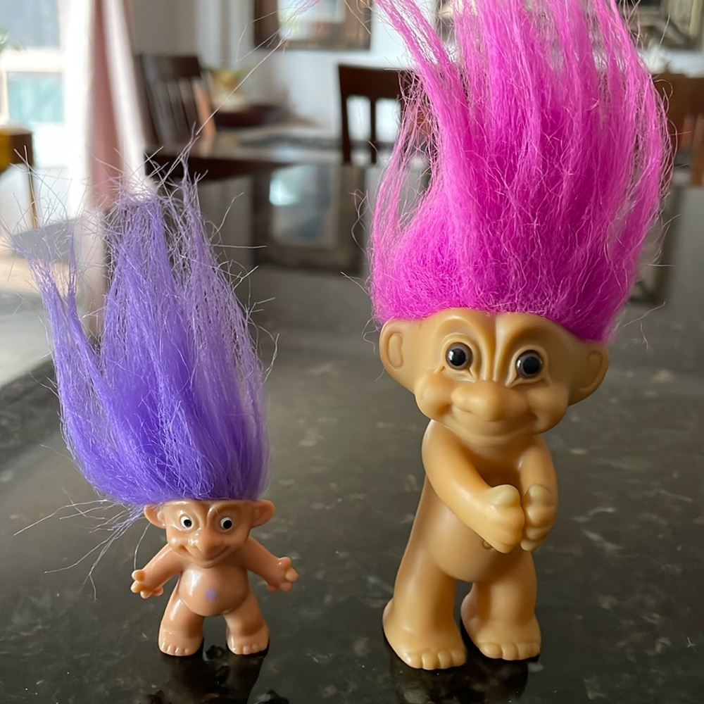 Russ Purple Hair Troll 3” & 1.5” Troll Brooch